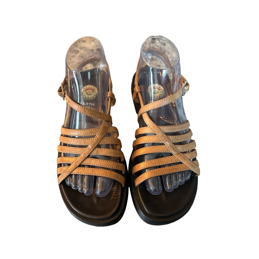 Earth Shoe Dogwood Brown Leather Strappy Sandal‎ Women's Size 7.5